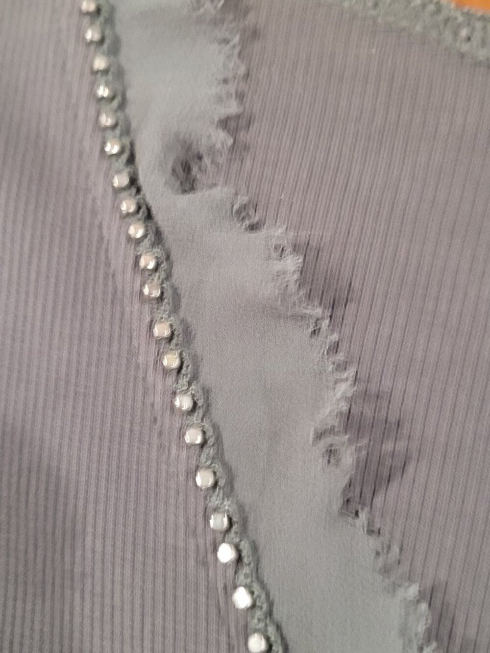 ANTONIO MELANI Large Dark Gray Long Sleeve Top, Very Elegant - Picture 4 of 6